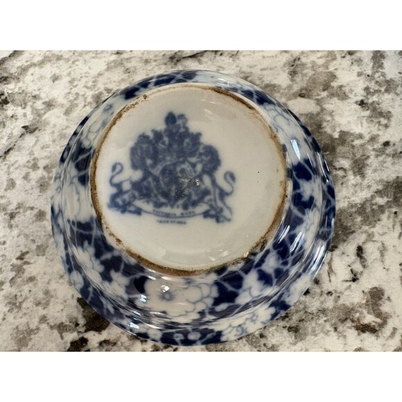 Vintage Antique Victoria Ware Ironstone Small 4" Pitcher & 4" Basin Calico Blue - Picture 10 of 10